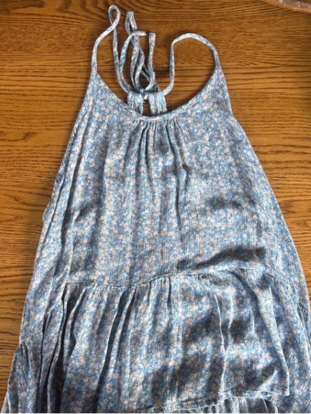 Light Blue Floral Halter Sleeveless Top